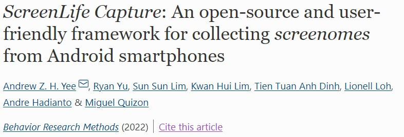 ScreenLife Capture: An open-source and user-friendly framework for collecting screenomes from Android smartphones