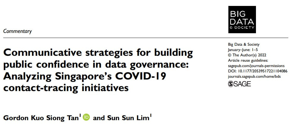 Communicative strategies for building public confidence in data governance: Analyzing Singapore's COVID-19 contact-tracing initiatives