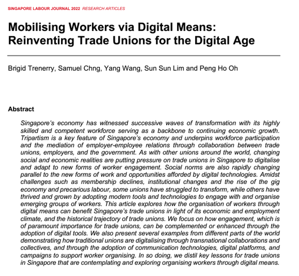 Mobilising Workers via Digital Means: Reinventing Trade Unions for the Digital Age